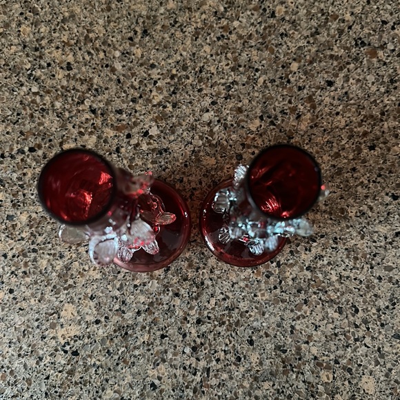 Victorian Cranberry Glass Bud Vases - Picture 3 of 6